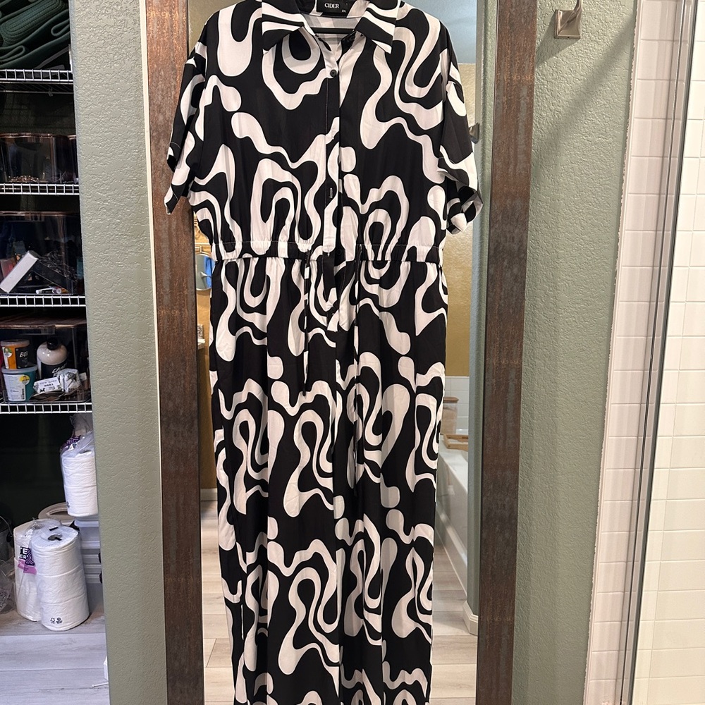 Cider Black and White Abstract jumpsuit